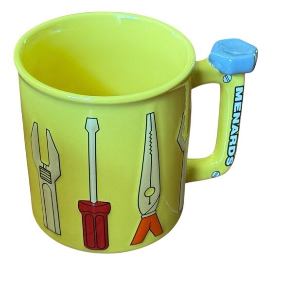 Menards Yellow 3D Tools Coffee Mug Cup Pliers Wrench Screwdriver Large Handyman - Picture 2 of 6